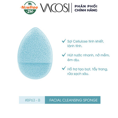 Bông Mút Rửa Mặt Vacosi Hình Giọt Nước Màu Xanh