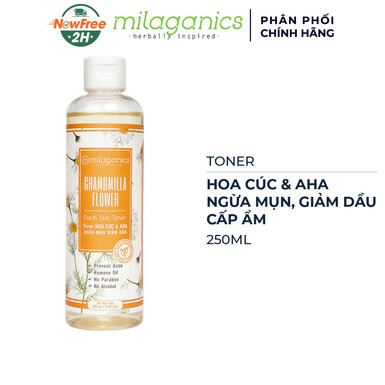 [TONERMIL-01] Toner Milaganics Hoa Cúc & AHA Ngừa Mụn, Giảm Dầu 250ml