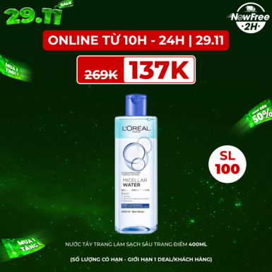 [TTLO-03] Nước Tẩy Trang L'Oreal Sạch Sâu Trang Điểm 400ml